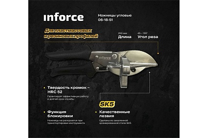 Угловые ножницы для пластмассовых и резиновых профилей Inforce 250 мм 06-18-51