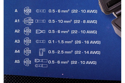 Пресс-клещи для обжима проводов со сменными матрицами Hoegert Technik 6 шт. HT1P176