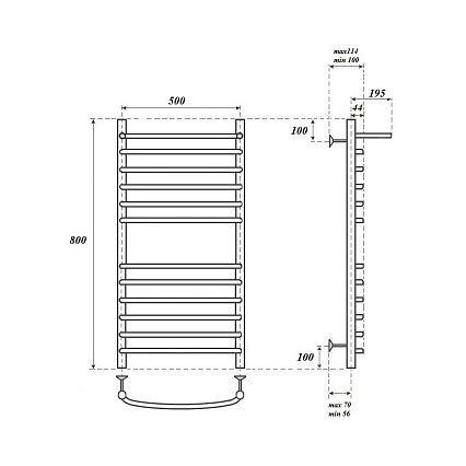 Полотенцесушитель водяной Point PN05158SP П11 50x80, с полкой, хром