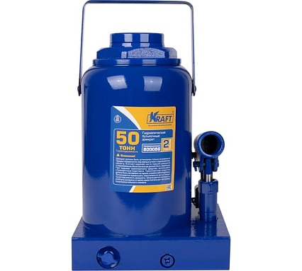 Домкрат бутылочный Kraft 50 т, 2 клапана, PRO KT 800086