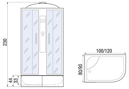 Душевая кабина River Desna XL 120/90/44 MT 120x90 матовая, левая 10000006161