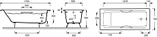 Чугунная ванна Jacob Delafon Parallel 170x70, с отверстиями для ручек