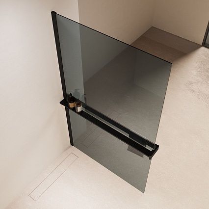 Душевая перегородка Vincea Walk-In VSW-1HR100MRB 100x200 черный матовый, зеркальное