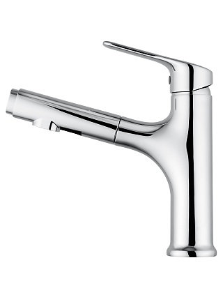 Смеситель для раковины Wonzon&Woghand WW-AE4151-CR выдвижной излив, хром