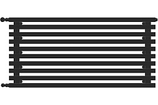 Горизонтальный стальной радиатор GUARDO Retta 6P 180x1500 мм, 4 секций, S=9м², нижнее правое подключение 6P-1500-04 NK-GOR-R R9005(M)