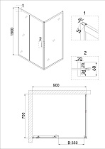 Душевой уголок Niagara Nova NG-62-9А-А70 90x70 прозрачный, хром