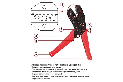 Кримпер для обжима штыревых наконечников 0.5 - 4.0 мм2 Rexant ht-301 E tl-336 E 12-3013