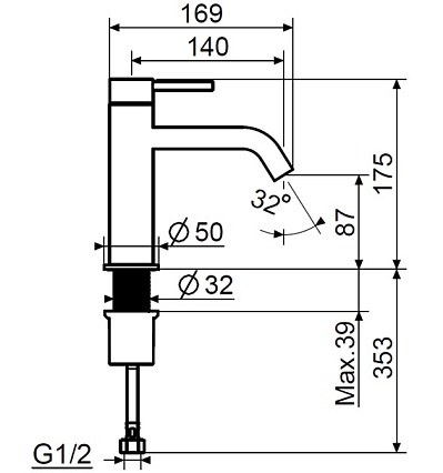 Смеситель для раковины Plumberia IXO XO0053GR графит матовый