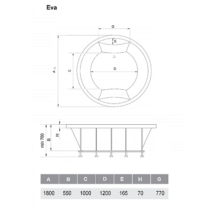 Акриловая ванна Vayer Eva 180x180 Гл000025681