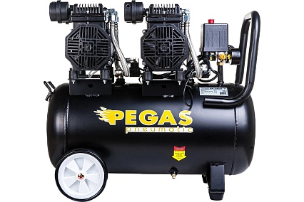 Малошумный безмасляный компрессор Pegas Pneumatic PG-2800*2 проф серия 2.8кВт, 365 л/мин,50л 6621
