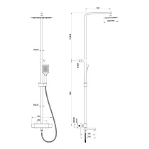 Душевая стойка Oliveeka D-Line OL-739901-BN с термостатом, никель матовый