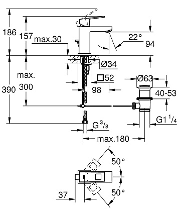 Смеситель для раковины Grohe Eurocube 23127000