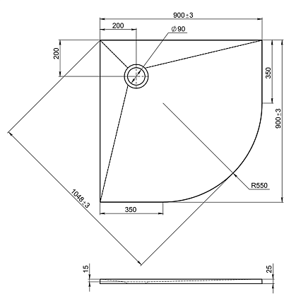 Поддон для душа Jacob Delafon Tolbiac 90x90 E6D329RU-NGM черный матовый