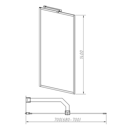 Шторка для ванны Vincea VSB-41700CLB 70x140 черный, прозрачное