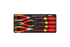 Набор отверток диэлектрических Toptul губцевый инструмент, тестер напряжения (VDE) 8 предметов, в ложементе GAAT0819