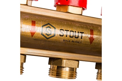 Распределительный коллектор из латуни с расходомерами 12 вых. STOUT SMB 0473 000012
