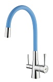 Смеситель для кухни Lemark Comfort LM3075C-SkyBlue с подкл. к фильтру, хром/голубой