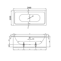 Стальная ванна Bette Free 200x100 6832-000 встраиваемая с шумоизоляцией