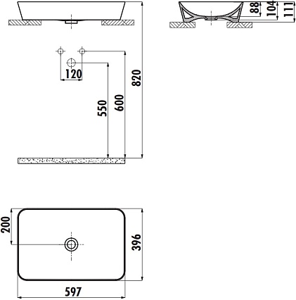 Раковина Creavit Ultra UL060-00SM00E-0000 60 см черный матовый