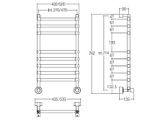 Полотенцесушитель водяной Margaroli Sole 370-464-8 олово