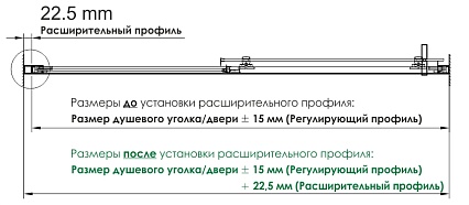 Расширительный профиль WasserKRAFT D250 для душевых уголков серии Lippe 45S