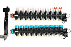 Коллекторная группа с расходомерами Federica Bugatti FB 1&quot;x3/4&quot; 12 выходов, пластиковый коллектор 2015373