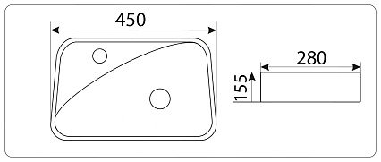 Раковина CeramaLux N 9275R 45 см правая