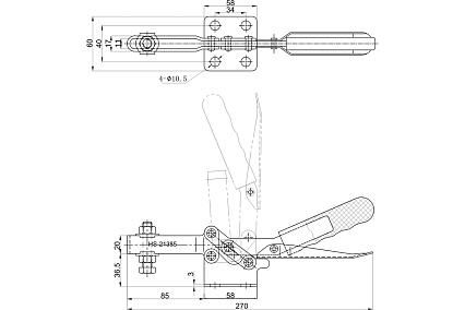 Зажим с горизонтальной рукоятью HAO SHOU HS-21385