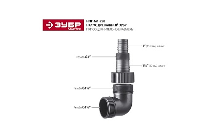 Дренажный насос Зубр 750 Вт для грязной воды НПГ-М1-750