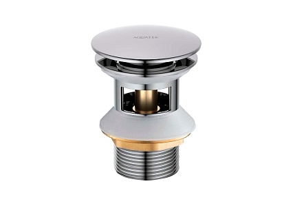 Донный клапан Aquatek AQ6002CR с переливом, Push-open, хром