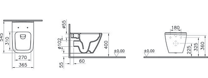 Подвесной унитаз VitrA Integra Square 9856B003-7206 с микролифтом, инсталляцией