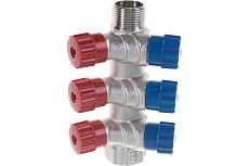 Коллектор никелированный с вентилями (3/4&quot;; 3 х 1/2&quot;) Valtec VTc.560.N.0503 74970