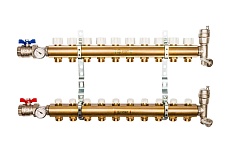 Распределительный коллектор из латуни без расходомеров 10 вых. STOUT SMB 0468 000010