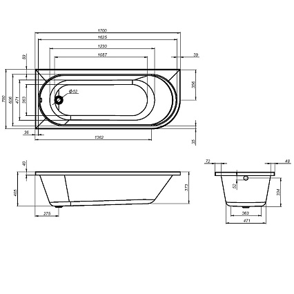 Акриловая ванна Am.Pm X-Joy W94A-170L70W-A 170x70 см L