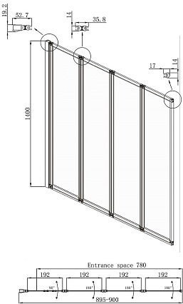 Шторка для ванны Ambassador Bath Screens 16041110L 90x140 хром, прозрачный, L