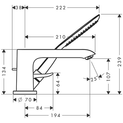 Смеситель для ванны Hansgrohe Metris 31190000 внешняя часть