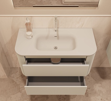 Тумба с раковиной Vincea Альто (Alto) 100 см светло-бежевый матовый