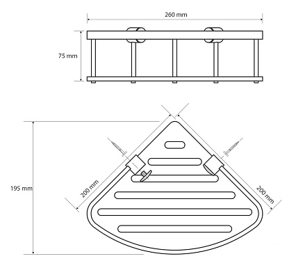 Полка Bemeta Cytro 146208386 26 см угловая, черная