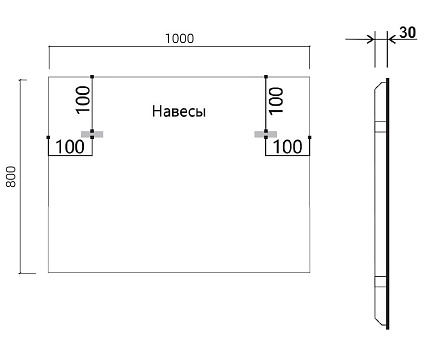 Зеркало Vincea VLM-3VN100B-2 100x80 см, сенсорный выключатель и диммер, антипар, черный