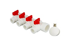 Коллектор с воздухоотводчиком MeerPlast ду32/4x20w красный D200-00012