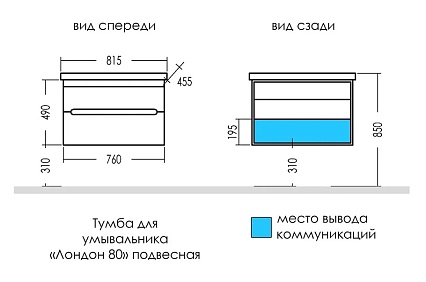 Мебель для ванной Санта Лондон 80 см, подвесная (рак.Фостер 80), белый