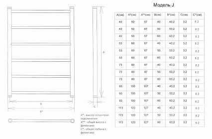 Полотенцесушитель водяной Двин J 1"-1/2" 53x80 хром