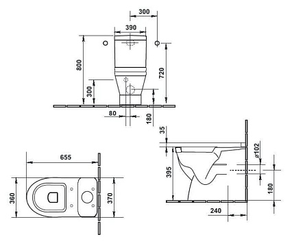 Чаша для унитаза Duravit Starck 3 01280900001 с антигрязевым покрытием