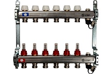 Коллектор из нержавеющей стали с расходомерами, с клапаном вып. воздуха и сливом 6 вых. STOUT SMS-0927-000006