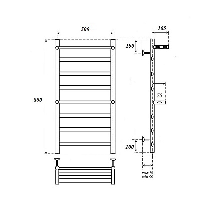 Полотенцесушитель водяной Point Артемида PN14158P П6 50x80 c 2 полками, хром