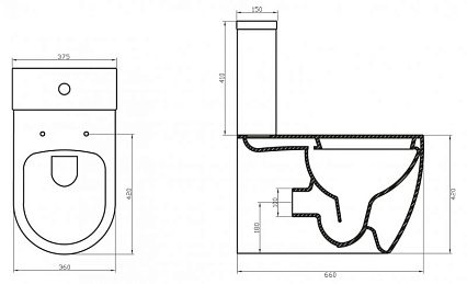 Унитаз-компакт BelBagno Marino BB105T/BB105CPR безободковый