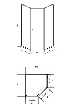 Душевой уголок Timo TTSS-100/03C-8R 100x100 правый, прозрачный, черный T35R