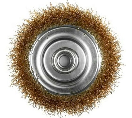 Кордщетка чашечная P.I.T. 125x0,3мм, латунированная витая проволока, резьба M14 APLS12-M125