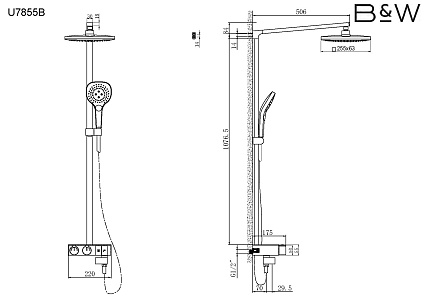 Душевая стойка Black&White Stellar Wind U7855 с термостатом, хром