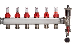 Коллектор ColSys p887 6 выходов с расходомерами, автоматическим воздухоотводчиком и дренажным шаровым краном 188710506